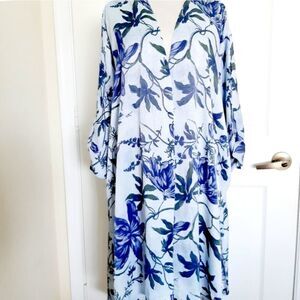 Nordstrom Treasure & Bond Drapey Dolman Tied Sleeves Floral Open Kimono One S…